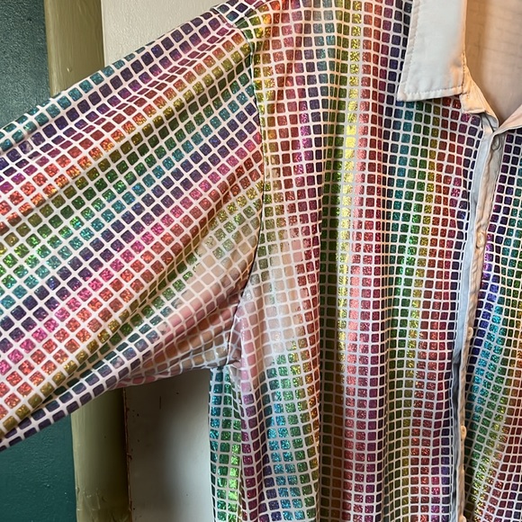 JOGAL Raver rainbow mirrored button down shirt size xl 😍 - Picture 4 of 10